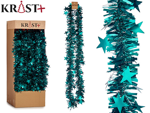Krist - Guirlande 200x9cm - Metalisk Grøn Farve Med Stjerner