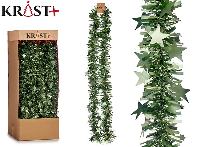 Krist - Guirlande 200x9cm - Metalisk Olivenolie Farve Med Stjerner