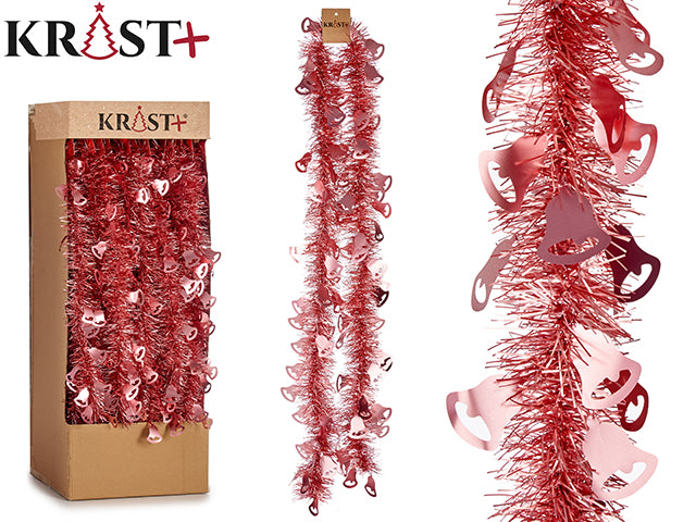 Krist - Guirlande 200x9cm - Metalisk Pink Farve Med Klokker