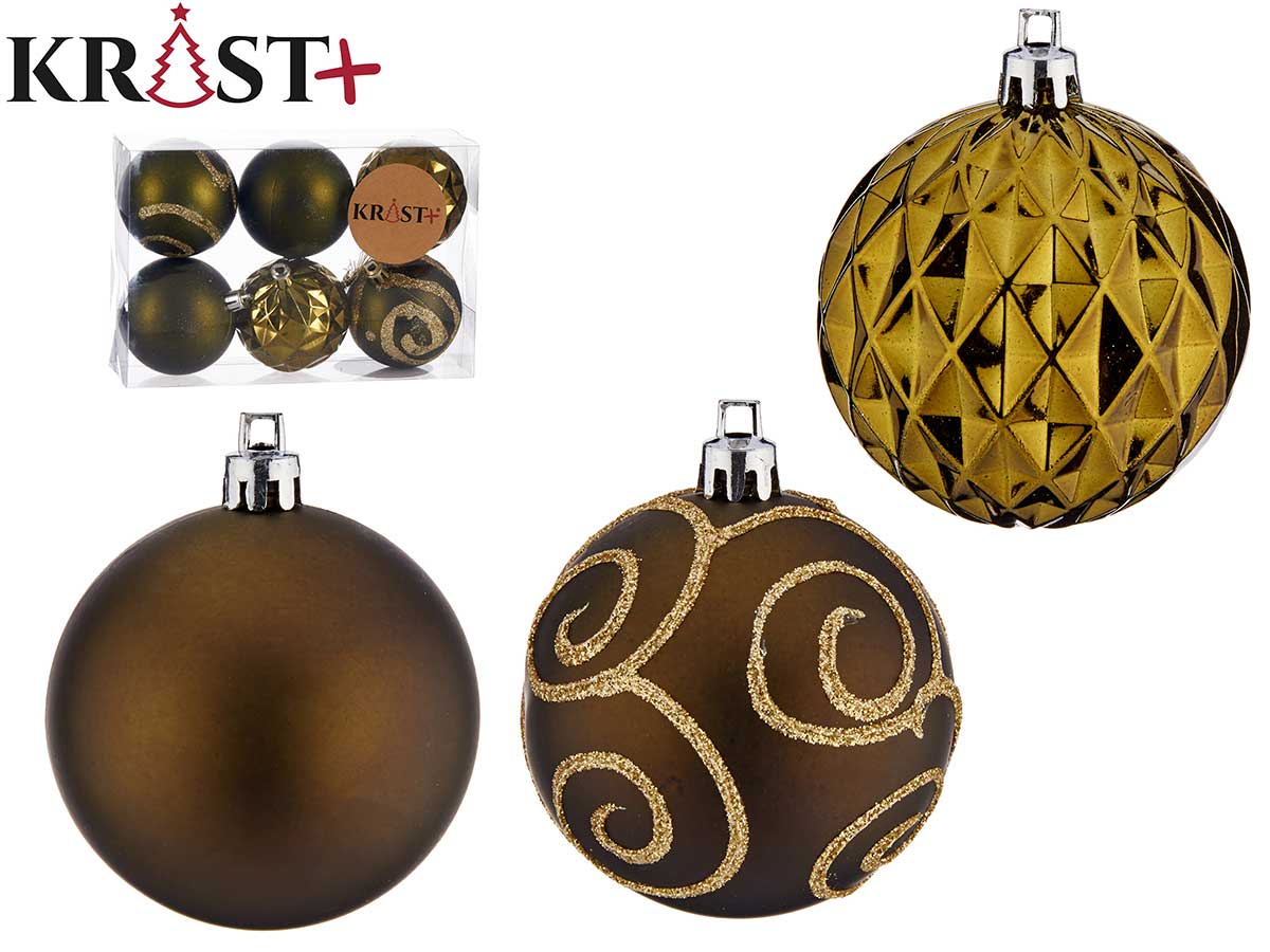 Krist - Julekugler Oliefarve 6cm - 6stk