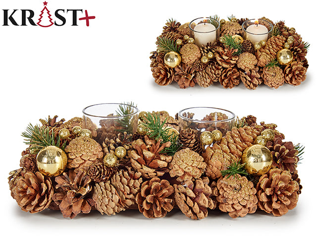 Krist - Lysholder bordcentral til 2 lys dekoration