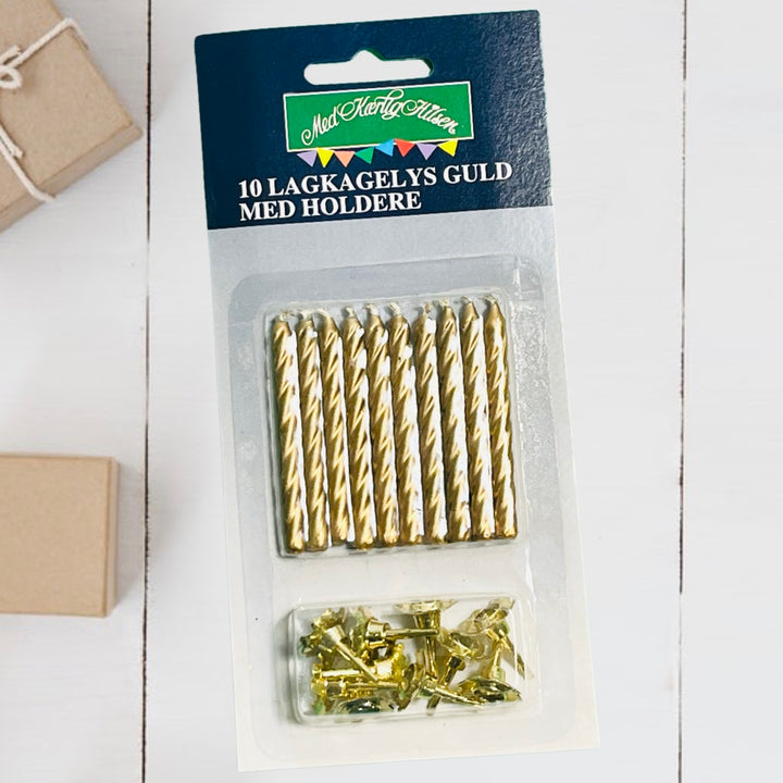 MKH - 10 Lagkagelys Med Holdere - Guld