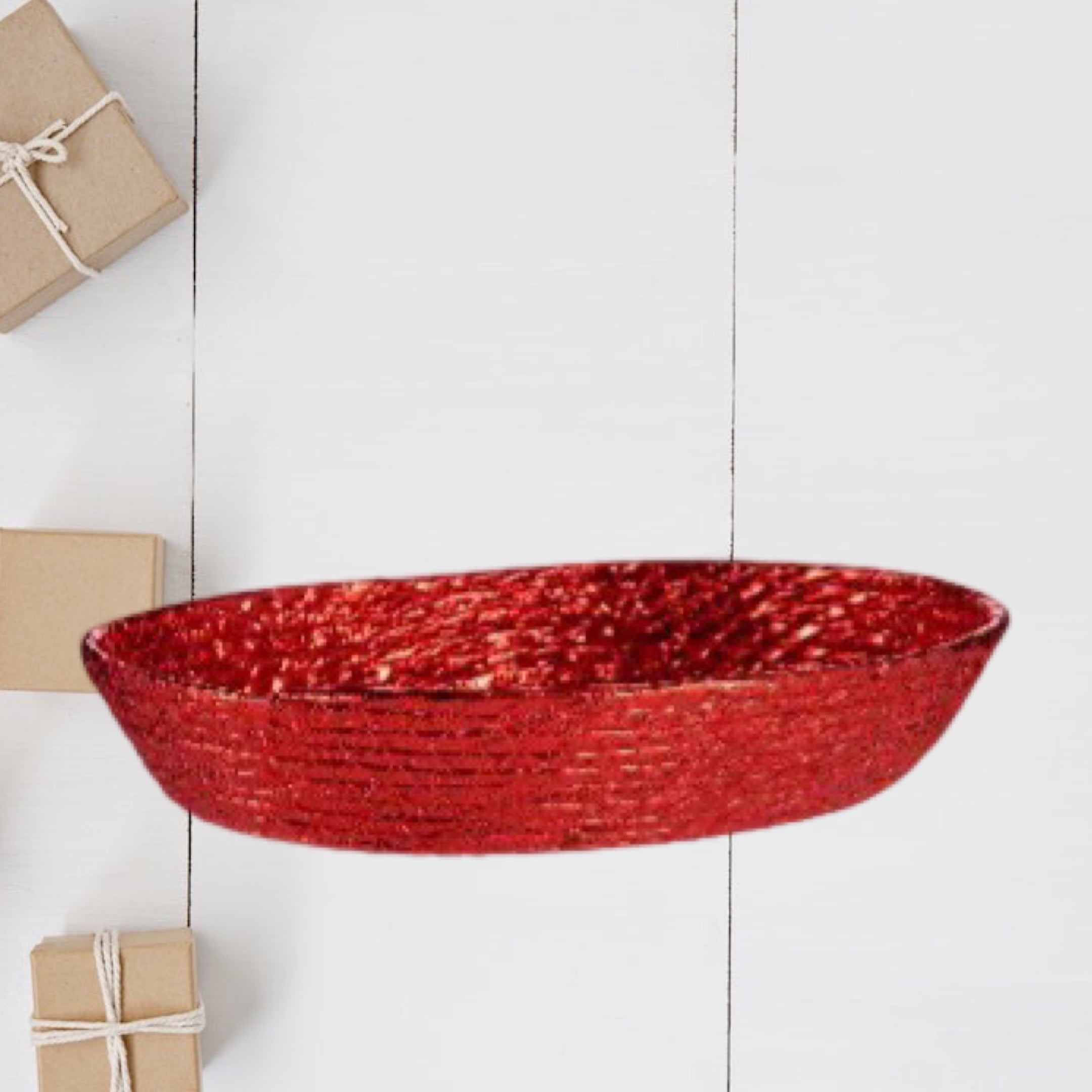 Kurv - Metalisk Rød Farve - 24cm