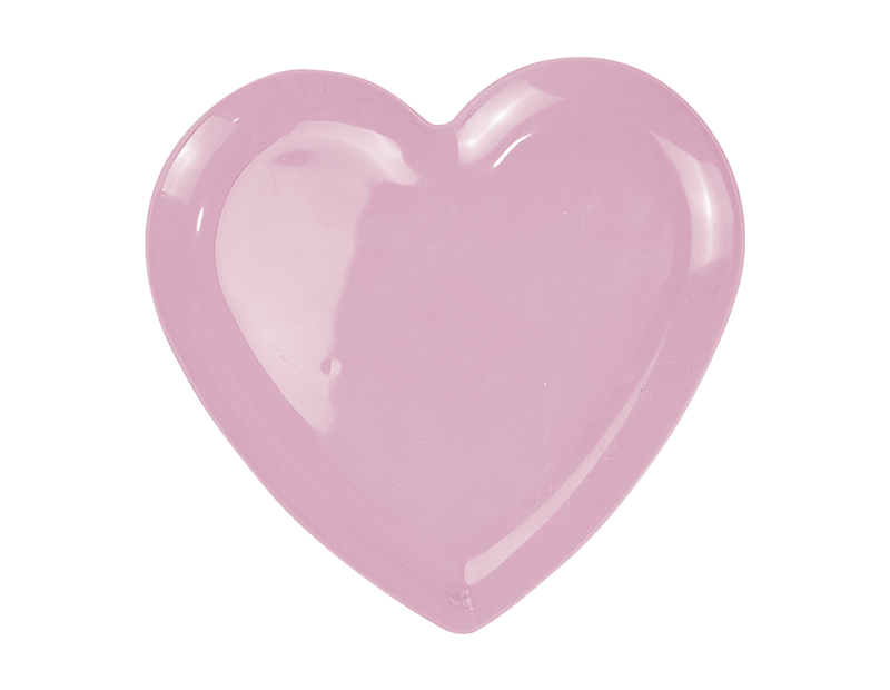 DS - Hjerte tallerken lyserød i plastic 25cm Ø 