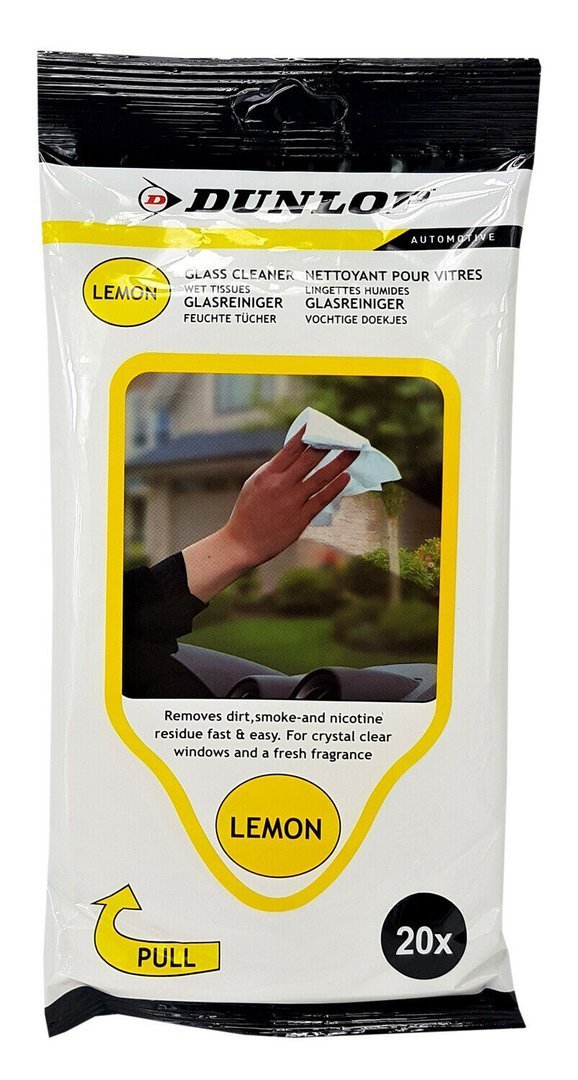 dunlop glass cleaner wipes 20x