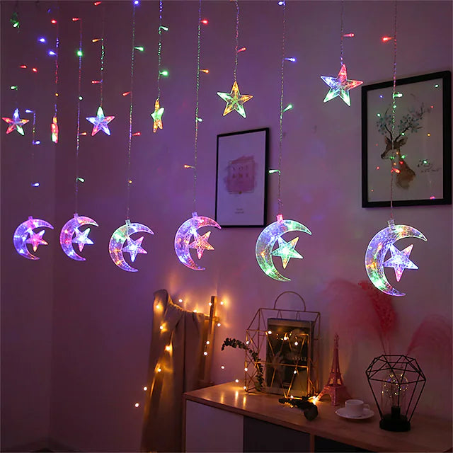 Stjerne & Måne LED-Lyskæde +4m - Multifunktion Farver Ramadan